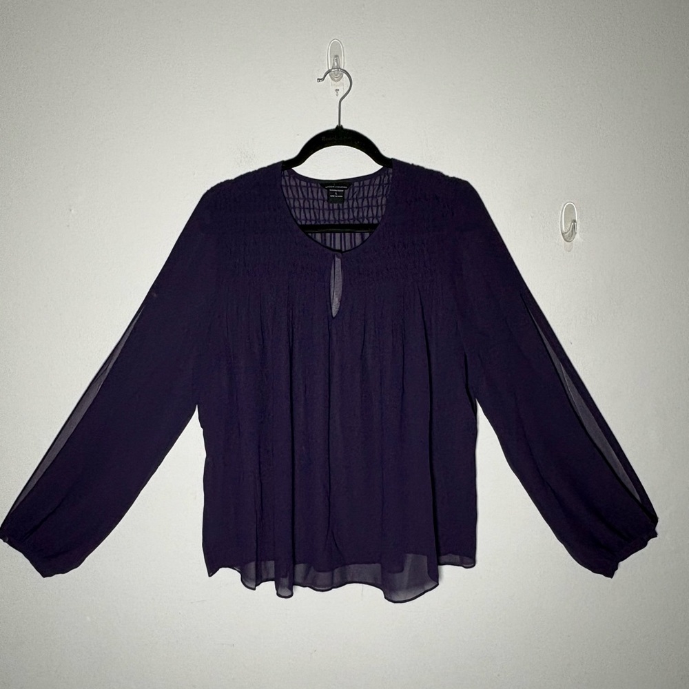 Victoria’s Secret Moda International Sheer Dark Purple Women's Blouse Size L